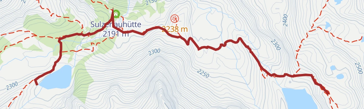 Route map: Sulzenau Hütte - Blaue Lacke und Grünausee